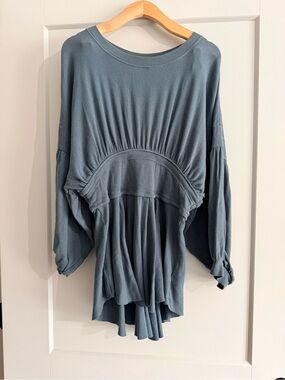 Free People Dusty Blue Peasant Pullover Blouse